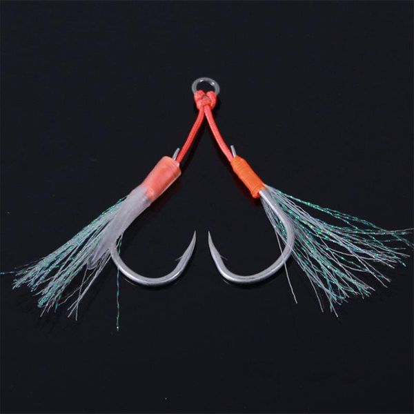 

fishing hooks sea saltwater accessories luminious double assist hook slow jigging jigs