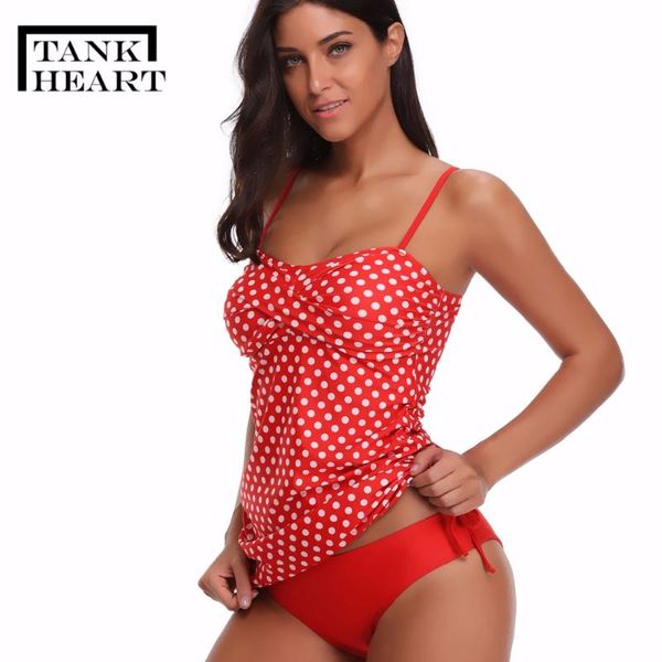

one-piece suits dot print poto sexi plus size swimwear tankini swimsuit two piece swimming suit for women push-up red bikini xl