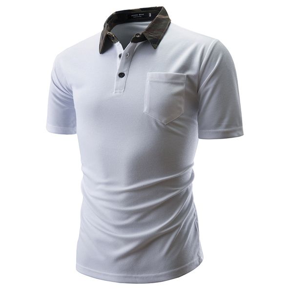 

men's polo shirt 2021 camouflage collar short sleeve 3017, White;black