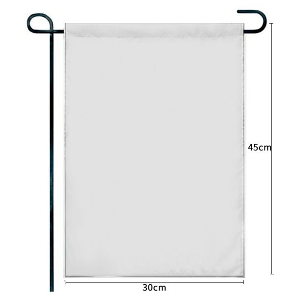 Bandiera da giardino di sublimazione, banner in poliestere bianco a 3 strati con tessuto di ombreggiatura nera, stampa a doppia faccia a calore, 30*45 cm