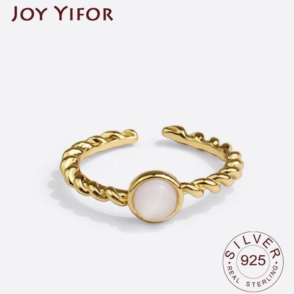 

cluster rings 925 sterling silver smooth round stone for women jewelry beautiful finger open party birthday gift, Golden;silver