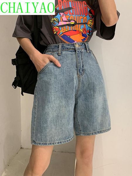 

women's jeans summer thin high waist straight pants 2021 loose capris, Blue