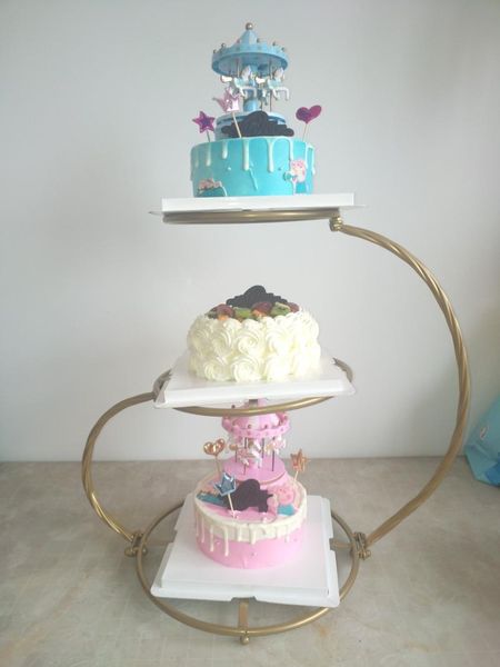 

other bakeware 1pcs/lot 3 tiers metal flower stand cupcake cake serving display rack birthday party wedding decoration