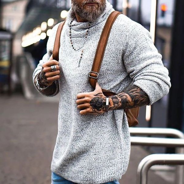 

men's fashion sweaters solid high ne medium length large 901382, White;black