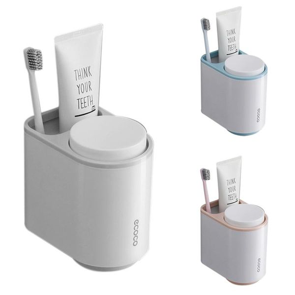 

toothbrush holders ecoco holder toothpaste storage organizer toothbrushes shelf magnetic adsorption with cup