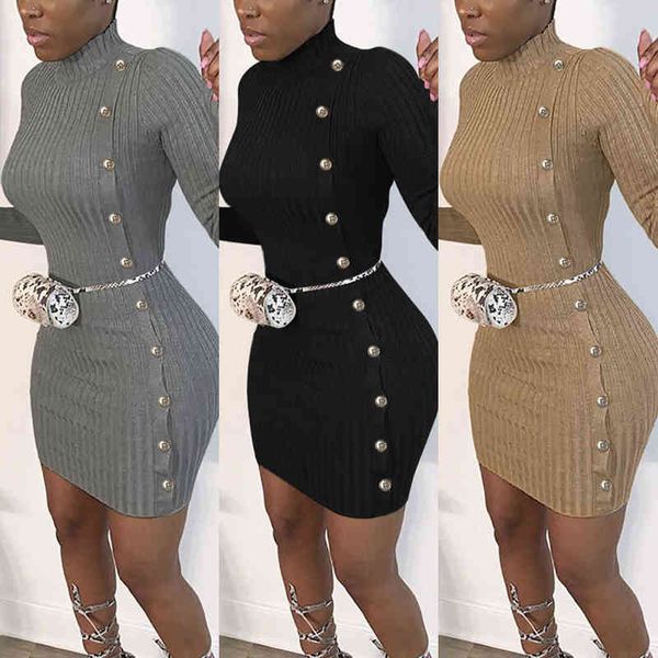 

casual dresses wis2022 women's fashion solid color long sleeve hip wrap knitted, Black;gray