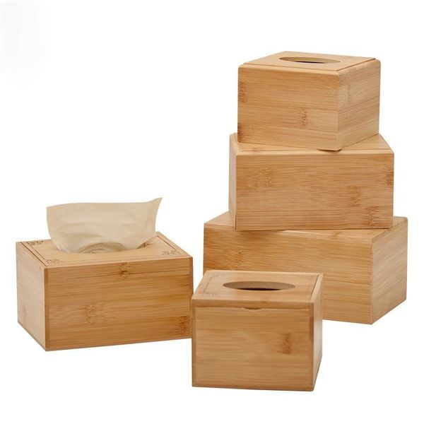 

bamboo rectangular tissue box holder storage paper cover car wood napkins case organizer home decoration boxes &