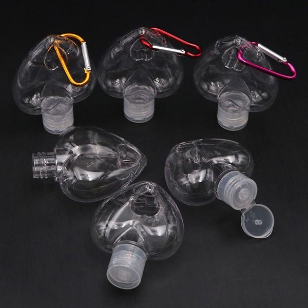 

storage bottles & jars h7jc 5pcs 50ml reusable portable heart alcohol spray bottle travel small keychain