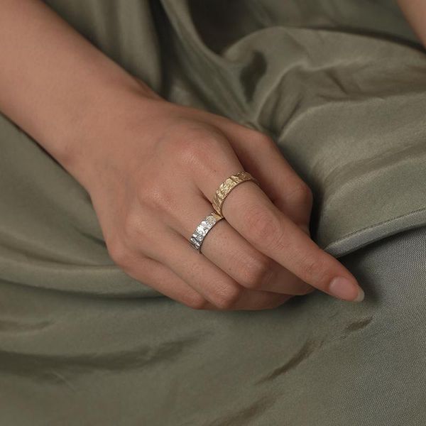 

cluster rings fashion chic simple metal gold matte golden irregular open for women girl party cold wind jewelry gift adjustable, Golden;silver