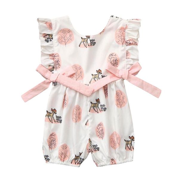 

jumpsuits born baby girl romper ruffles deer print sleeveless jumpsuit for toddler outfits summer clothes sets ll3, Blue