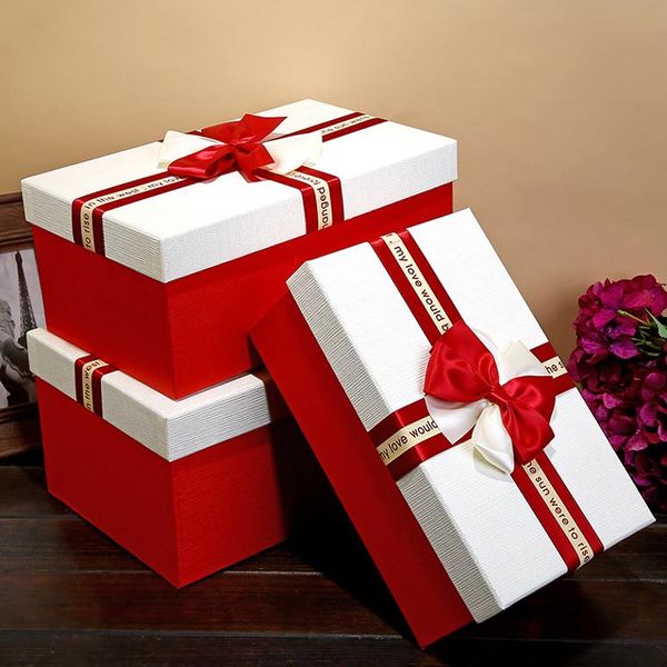 

gift wrap three size large present packing box cardboard wedding red underwear wig packaging with lid