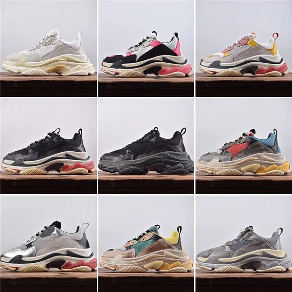 

shoes fw triple s allover s platform sneakers for men women black bred white green pink, White;red
