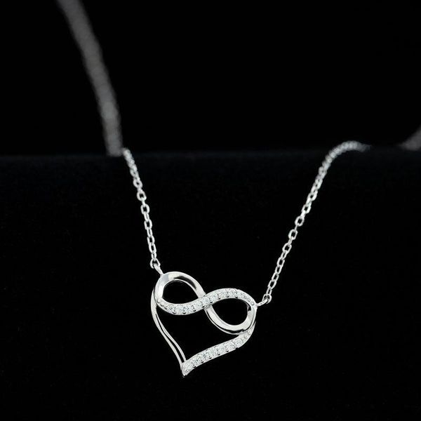 

pendant necklaces fashion zircon heart cross charm pendent necklace for women girls clavicle chain party wedding jewelry dz014, Silver