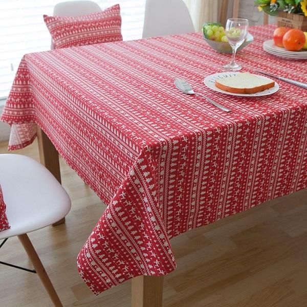 

christmas tablecloth red deer cotton and linen printed party living room household decorative table cloth