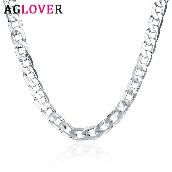 

necklaces pendants aglover 925 sterling silver 16/18/20/22/24 inch 8mm side chain necklace for woman man fashion charm jewelry gift