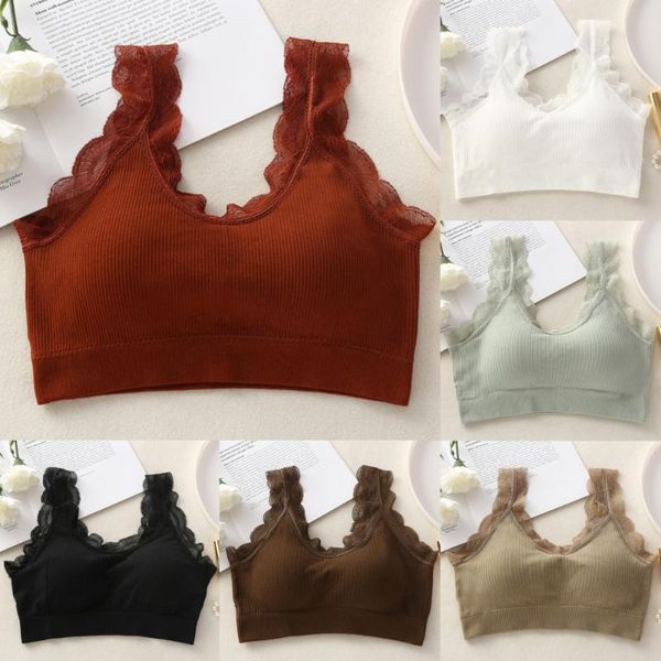 

bras student solid color lace underwear backless gather knitting elasticity wide shoulder strap gd, Red;black