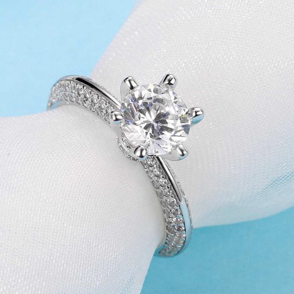 

cluster rings mlkenly romantic wedding ring 925 sterling silver moissanite 1 d color party anniversary for lover gifts, Golden;silver