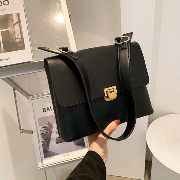 

evening bags 2021 fashion pu leather for ladies casual solid large capacity bucket women simple vintage messenger handbags