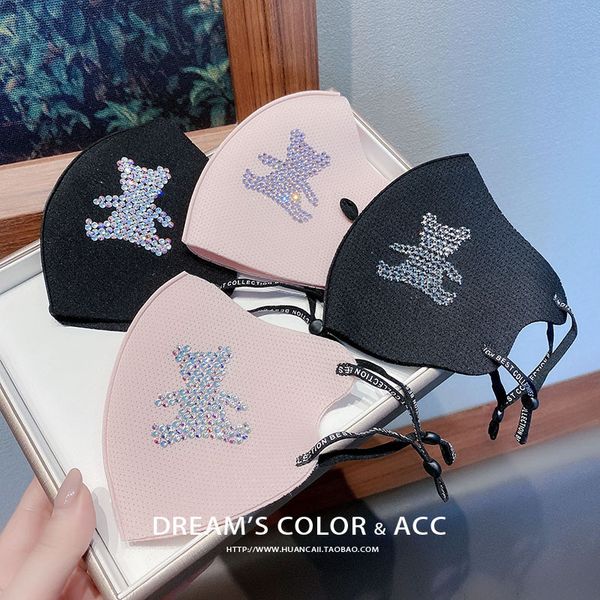 

autumn b1264 and winter air cotton mask net red bright diamond lovely big bear mh breathable dust-proof sunscreen trend