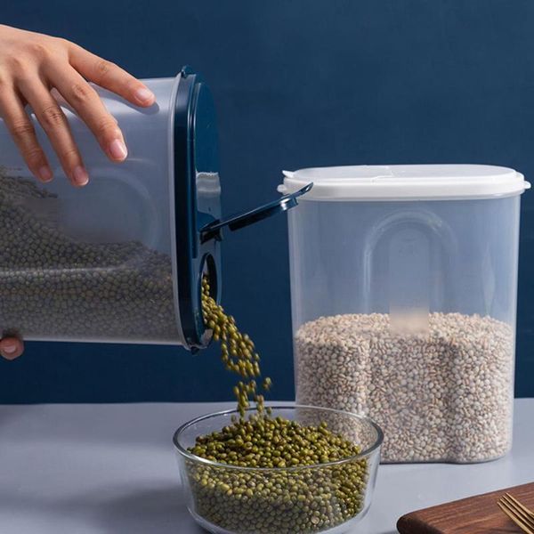 

household transparent plastic grain storage jar kitchen sealed container with lid bottles & jars
