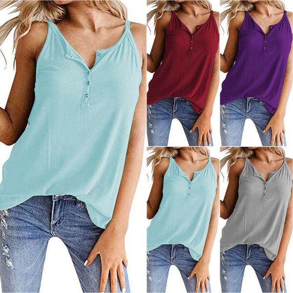 

women's t-shirt ladies plain cotton vest women botton neck cami strappy camisole tank shirt, White