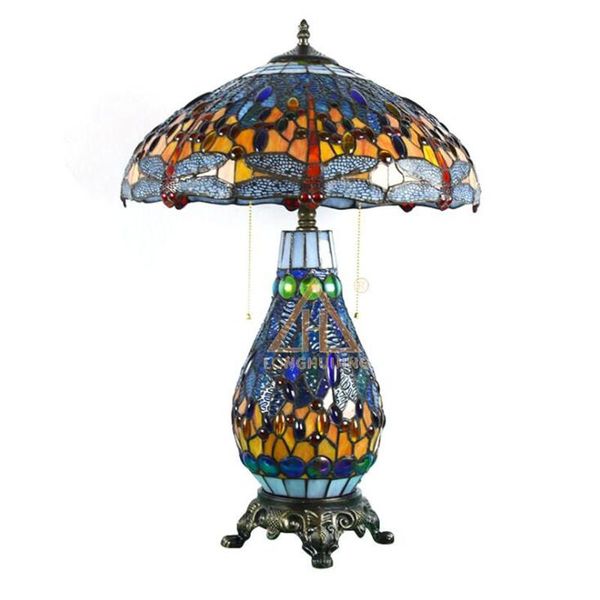 

table lamps 17" luxurious tiffany dragonfly glass lamp for foyer bed room bar apartment classic vintage reading light 68cm 1179