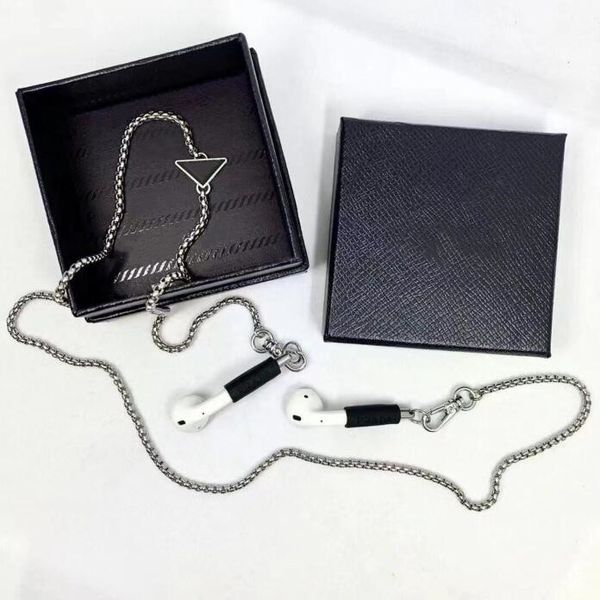 

fashion 3 color inverted triangle pendant necklace luxury men women jewelry accessories earphone chain anti loss decorative chains, Silver