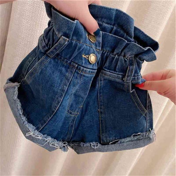 Verão Crianças garota jeans para menina coreano estilo denim crianças calças curtas primavera outono alta cintura moda bebê roupas 210317