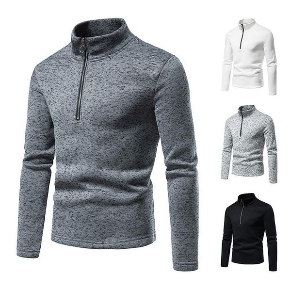 

men's sweaters 2022 autumn and winter high neck pullover sweater solid color base t-shirt warm, White;black