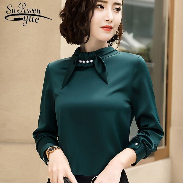 

autumn fashion plus size woman blouse long sleeve chiffon women shirt female solid shirts 1605 50 210521, White