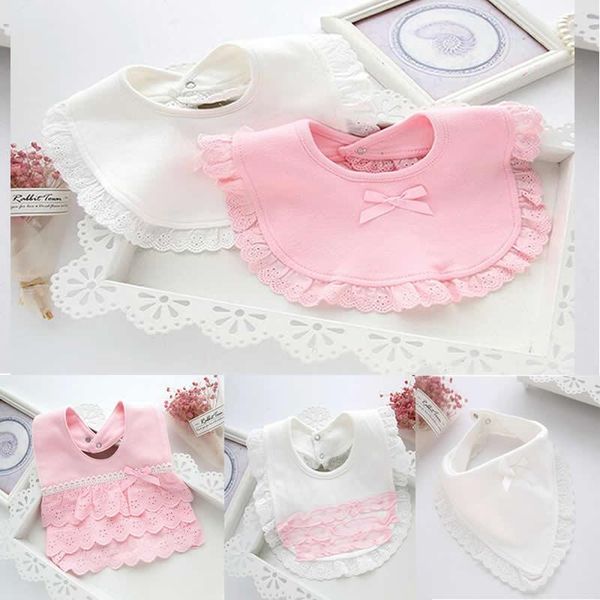 

hair accessories baby bibs cotton lace slabbetjes cute bowknot burp pink white girls lovely bib infant saliva towels, Slivery;white