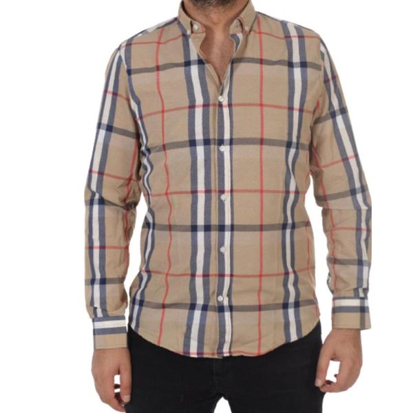 

men's casual shirts 2021 summer long sleeve shirt plaid beige black colors season cotton daily wear slim fit, White;black