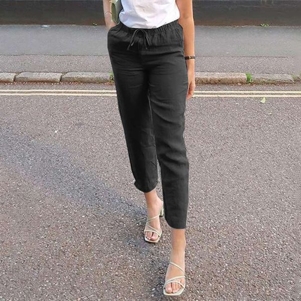 

new solid casual pants women's slim tie leggings 771277, Black;white