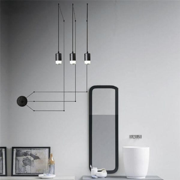 

industrial art diy wall lamp long line black light minimalist mounted led wrought hanging lamps bedroom living room g9 pendant