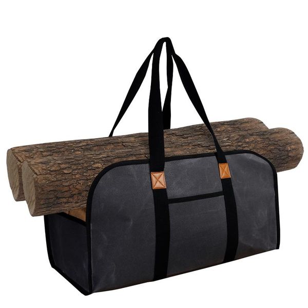 

storage bags waxed canvas bag firewood with handle portable fire wood basket log carrying carrier tool regular