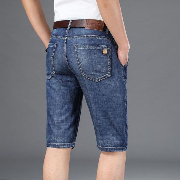 

men's jeans plus size 40 42 men shorts 2021 summer slim fit straight 5 pocket cotton modal comfortable jean shor, Blue