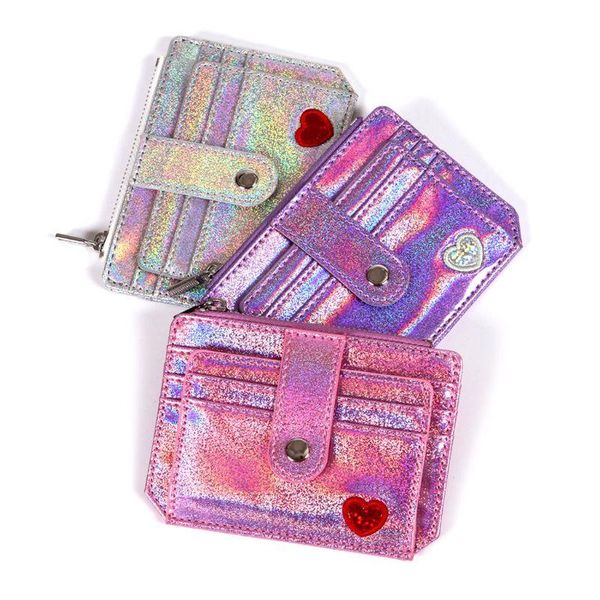

card holders wallet slim money holder id business women shining pu leather purse case qxnc, Brown;gray