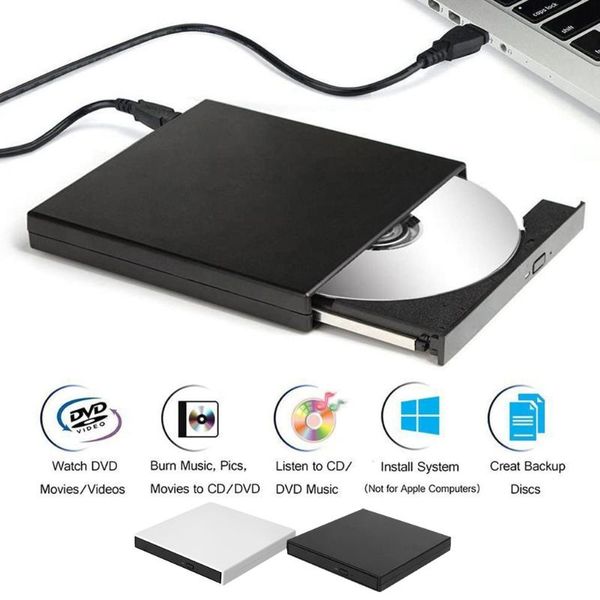 

computer cables & connectors cd writer usb 2.0 dvd recorder drive external portable burner reader for lappc white/black