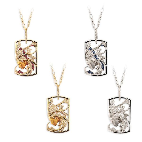 

pendant necklaces vintage portrait rectangle alloy beautiful figure face necklace party jewelry for men and women, Silver