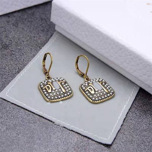 

75%off outlet 2021 new family letter pearl personalized fashion earrings 925 silver needle earrings for women svt3, Golden