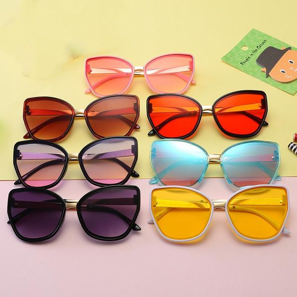 

sunglasses cute little children brand 2021 kids girls boys toddler sun glasses yellow pink cat eye oculos de sol infantil, Blue