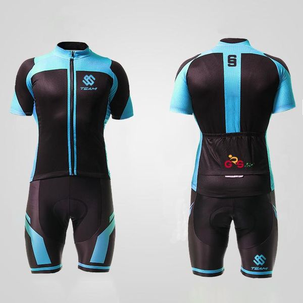 

racing sets 2021 pro team cycling jersey breathable men's blue short sleeve shirt bib pants sport wear mountain bicycle outdoor suit, Black;blue