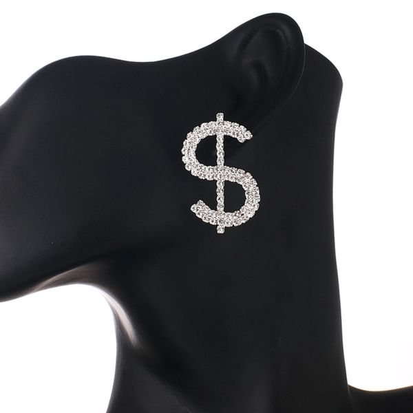 

earrings rhinestone dollar female temperament simple trendy