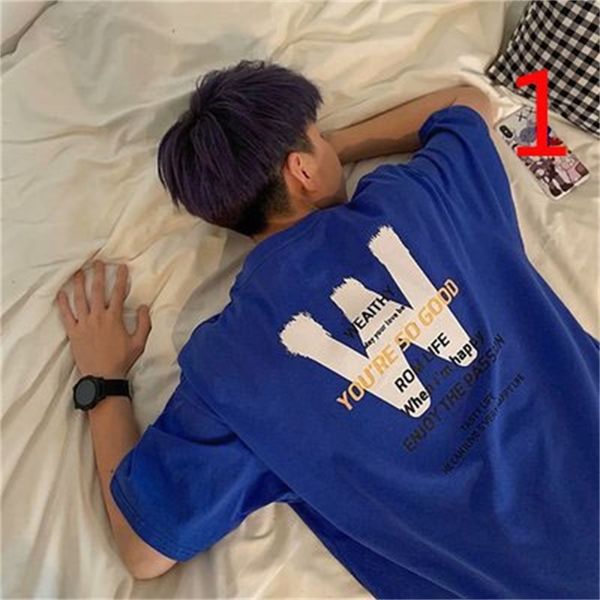 

men's summer short-sleeved clothes tide brand trend loose hong kong style ins five-point sleeves 210420, White;black