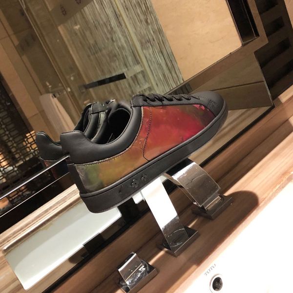 

platform men's designer casual shoes travel leather color lace up sports fashion letter print flat bottom size 40-45 with box, Black