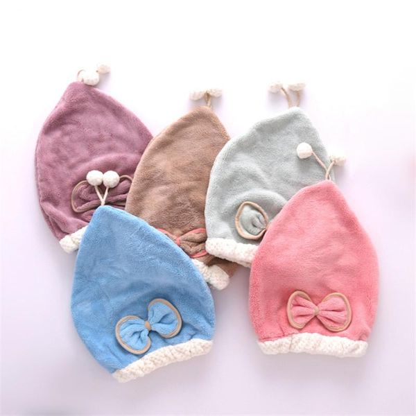 

towel cute bathroom dry hair cap hairball shower towels quick drying adult/child coral fleece round soft bibulous