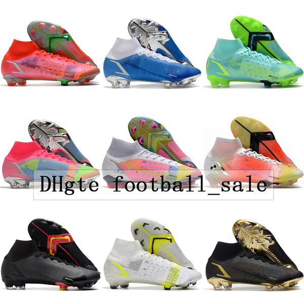 

mens high football boots impulse pack mercurial superfly 8 elite fg cleats superflys viii acc outdoor soccer shoes, Black