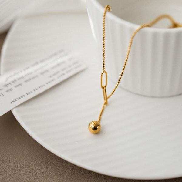 

pendant necklaces exquisite fashion tassel stitching pull ball necklace for woman gold chain choker clavicle girl party jewelry gift, Silver