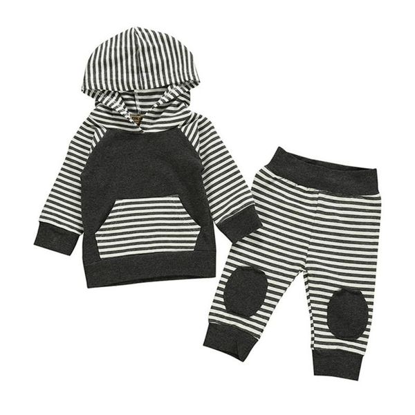 

clothing sets 2pcs baby boys autumn casual striped hoodie pants outfit, White