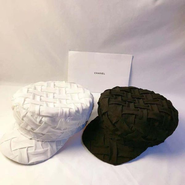 

berets female autumn chiffon woven black and white solid color beret korean version of breathable art painter hat wild anti-sai, Blue;gray